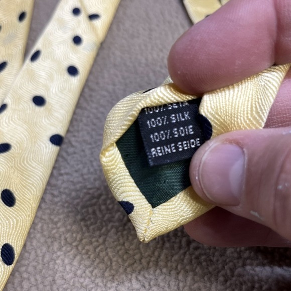 BROOKCRAFT Silk Polka Dot Men's Necktie Yellow Blue - Picture 2 of 7